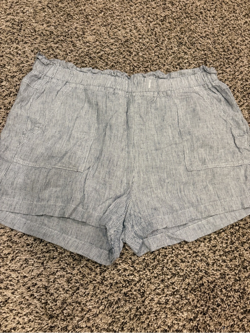 Thread & Supply Blue and White Pinstripe Elastic Waist Shorts